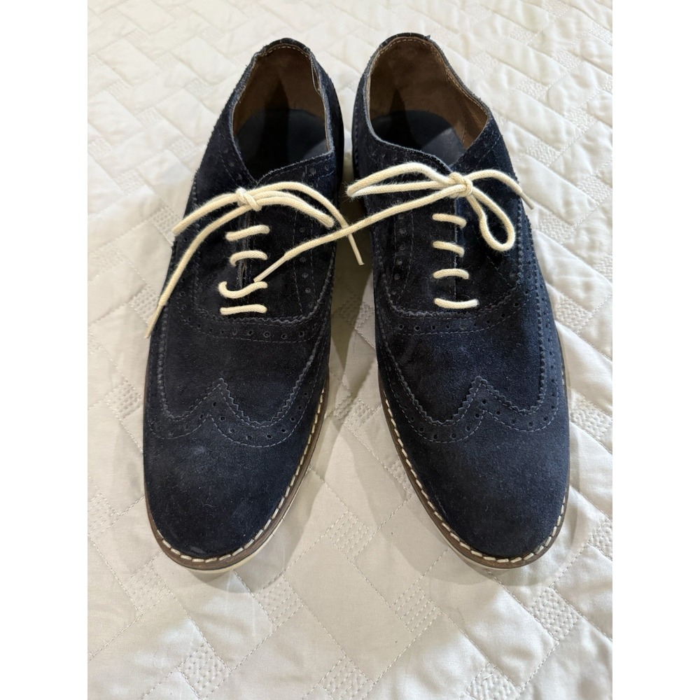 Dune London Men's Shoe Size 43 US 10 Navy Blue Suede Leather Lace Dress Shoes